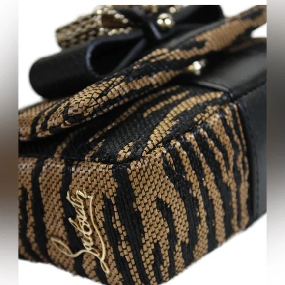Christian Louboutin Womens One Strap Tiger Panama Sweety Charity Handbag Brown - Picture 7 of 17